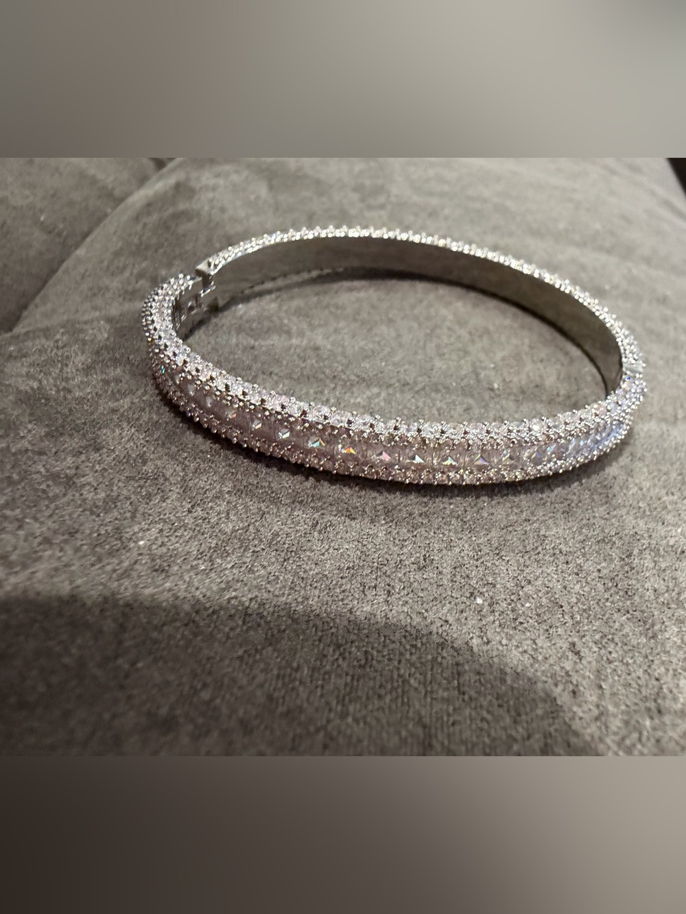 Silver Crystal Pavé Bangle Bracelet - Sparkling Clear